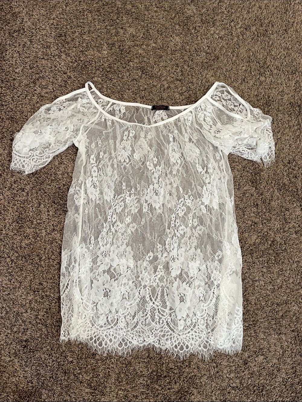 🇺🇸 Sheer White Lace Camisole Top with Short Sleeves